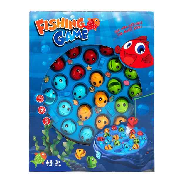 Kids' Fishing Game with Rotating Pond, 4 Rods, 21 Fish