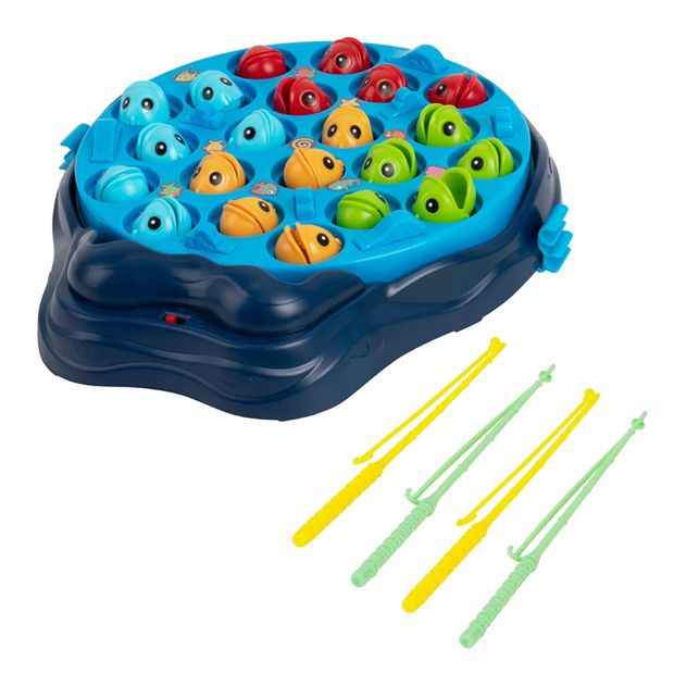 Kids' Fishing Game with Rotating Pond, 4 Rods, 21 Fish