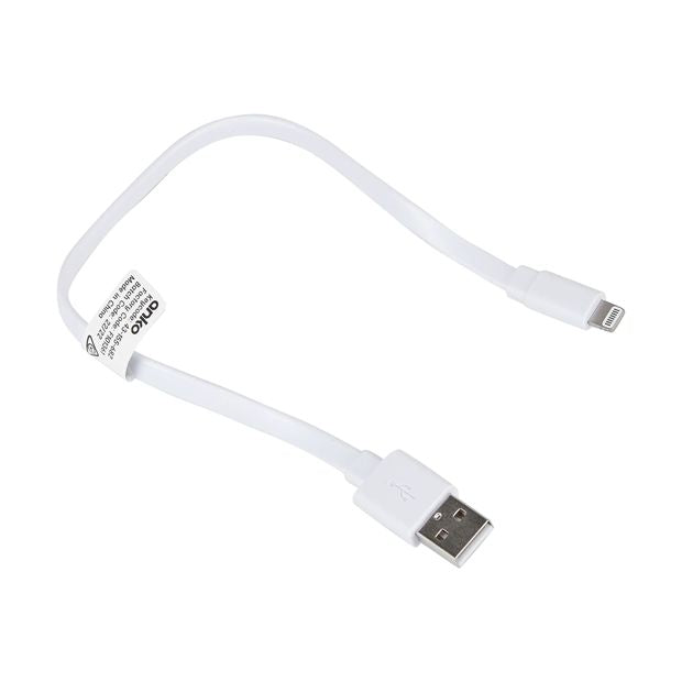 Short Noodle USB to Lightning Cable, 0.22m, White - Anko