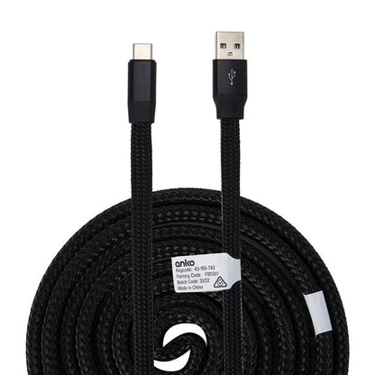 USB-A to USB-C Retractable Universal Cable, 1m - Anko