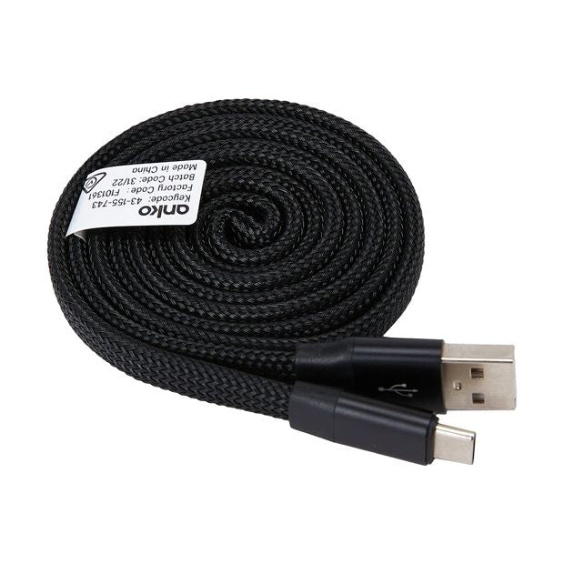 USB-A to USB-C Retractable Universal Cable, 1m - Anko