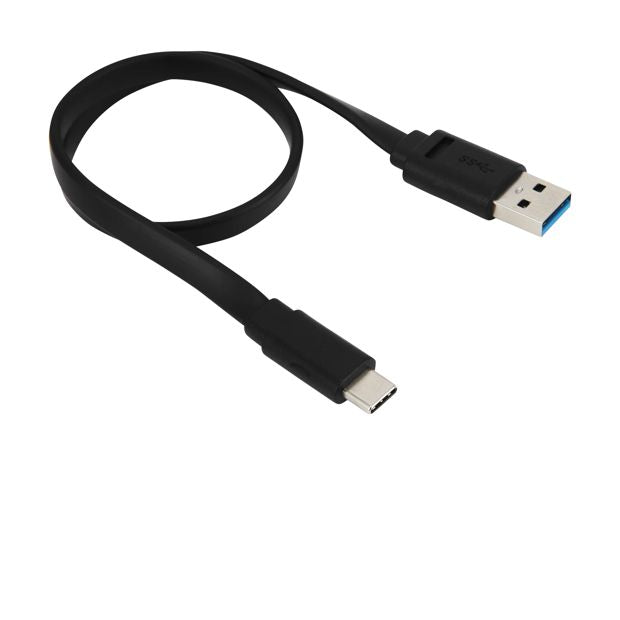 USB-A to USB-C Short Noodle Black Cable, 30cm - Anko