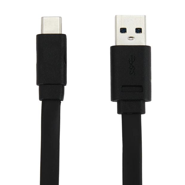 USB-A to USB-C Short Noodle Black Cable, 30cm - Anko