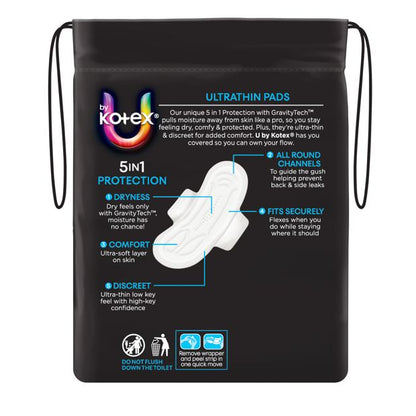 U By Kotex 14 Pack Ultrathin Regular Pads with Wings