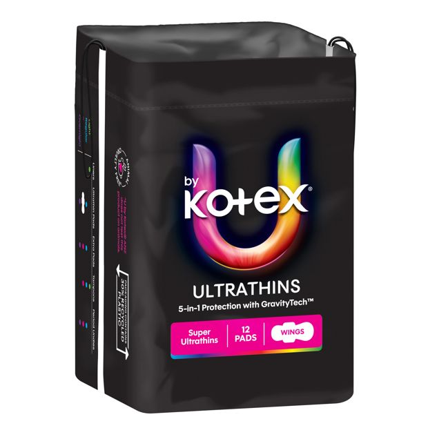 U by Kotex 12 Pack Ultrathin Super Pads with Wings