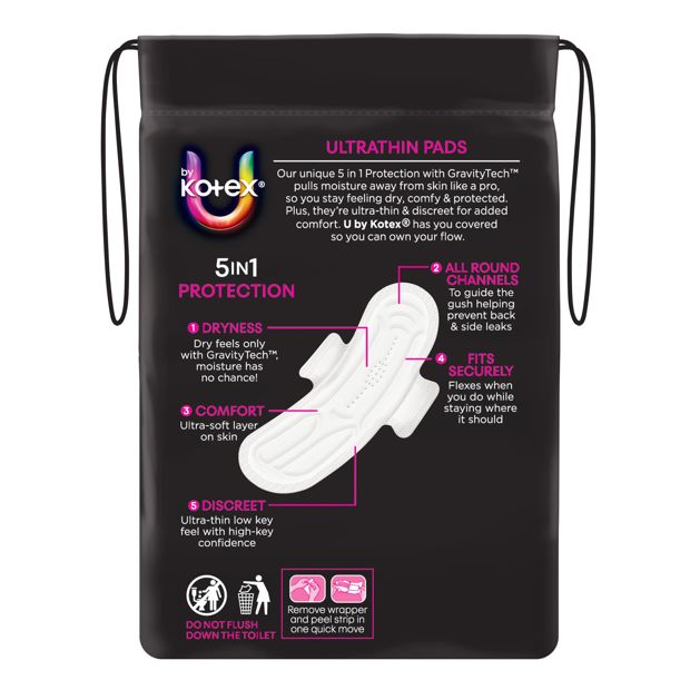 U by Kotex 12 Pack Ultrathin Super Pads with Wings