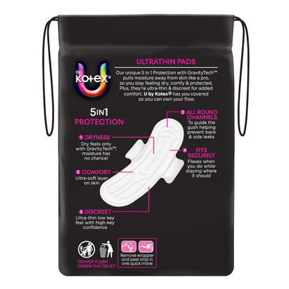 U by Kotex 12 Pack Ultrathin Super Pads with Wings