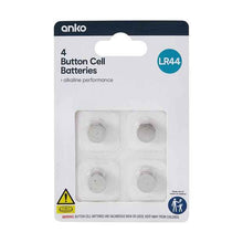 Button Cell Alkaline Batteries LR44, 4 Pack - Anko