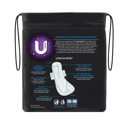 U by Kotex 10 Pack Extra Overnight Pads with Wings