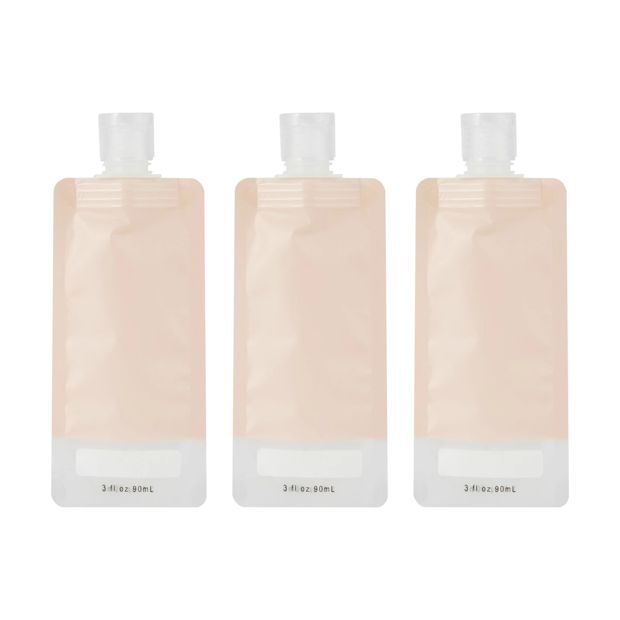 3 Pack Refillable Travel Pouches - Rose