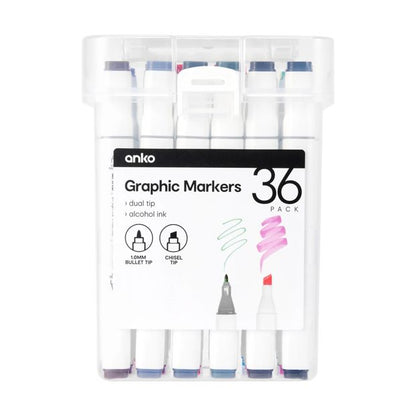 Graphic Markers, 36 Pack - Anko