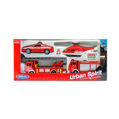 Welly Urban Spirit Free Wheeling & Moving Parts Fire City Set