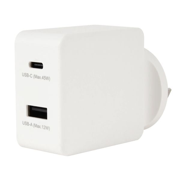 USB-C and USB-A 2 Wall Charger - Anko
