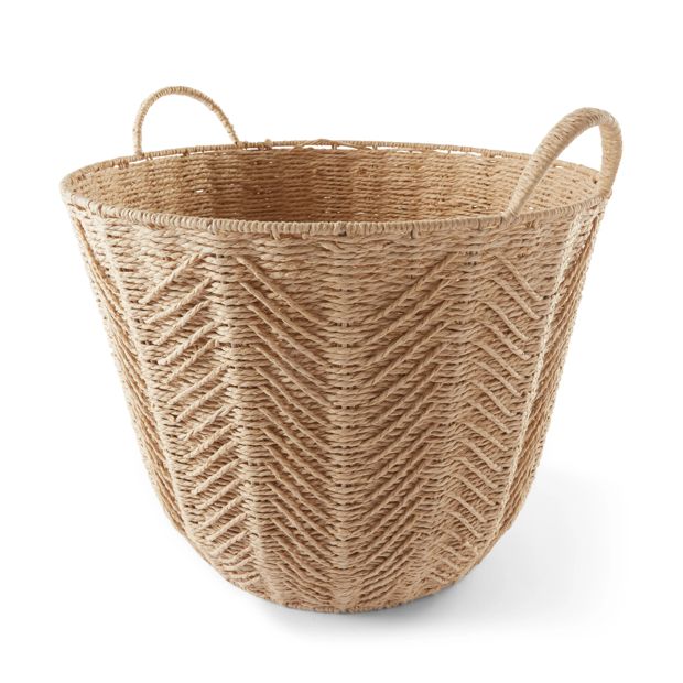 Round Herringbone Paper Rope Basket Natural - Anko