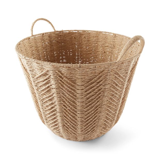 Round Herringbone Paper Rope Basket Natural - Anko