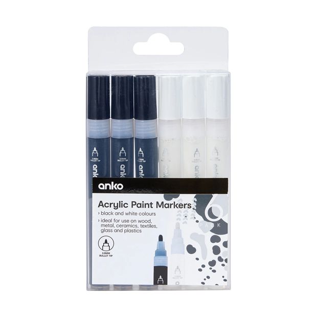 Acrylic Paint Markers, 6 Pack - Anko