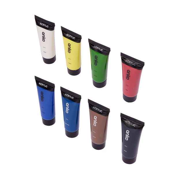 Acrylic Paint Tubes, 8 Pack - Anko