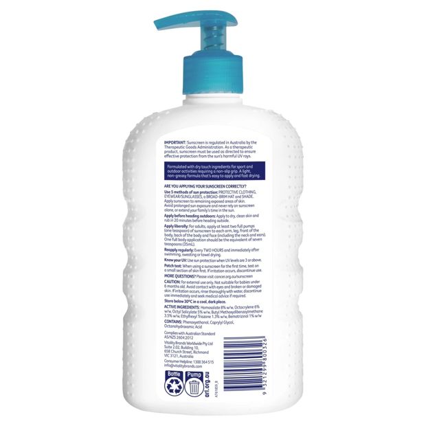 Cancer Council Sport Dry Touch Sweat Resistant SPF50 500mL