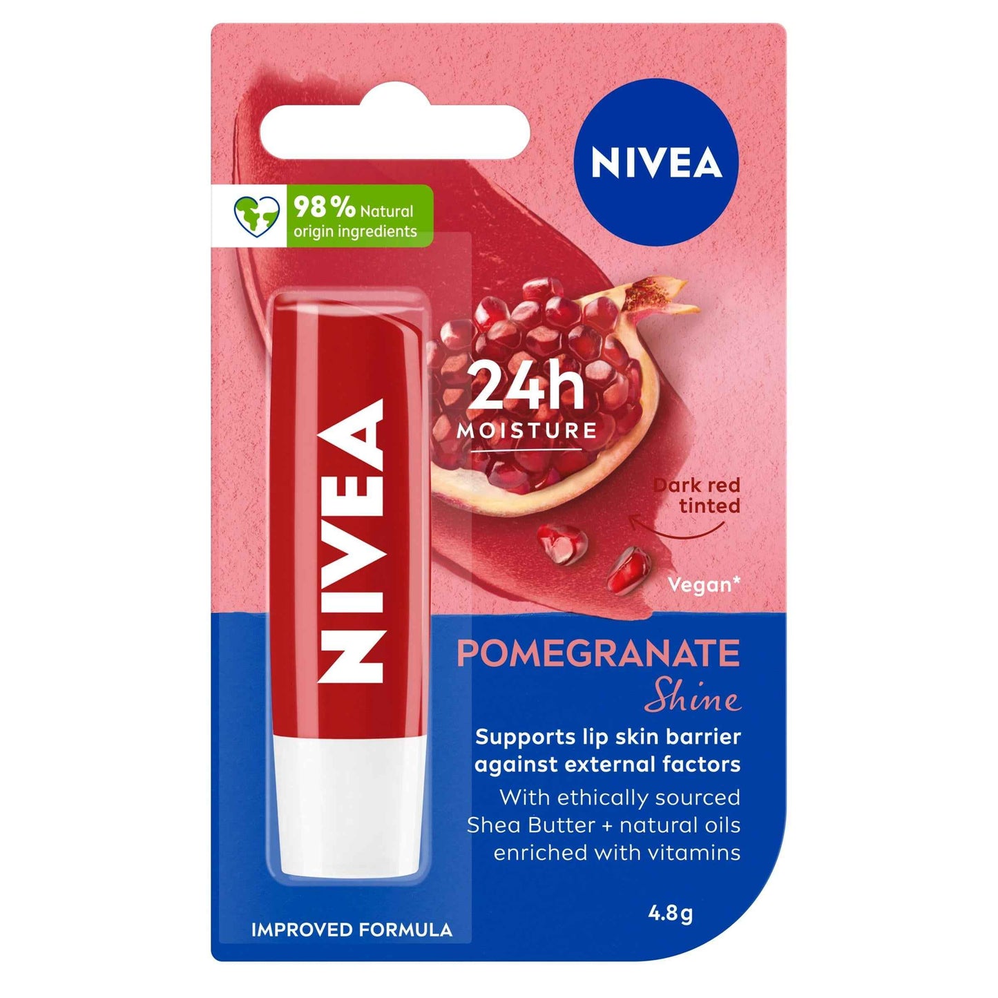 Nivea Caring Lip Balm 4.8g - Pomegranate Shine