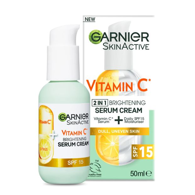 Garnier SkinActive 2 in 1 Brightening Serum Cream 50ml - Vitamin C