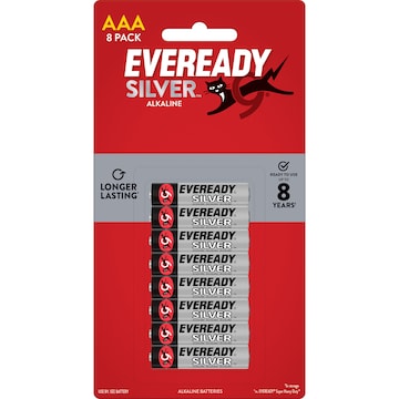Eveready Silver AAA Alkaline Batteries 8 pack