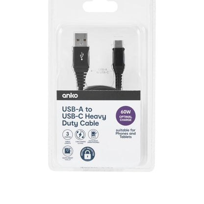USBC Heavy Duty Cable, 3m - Anko