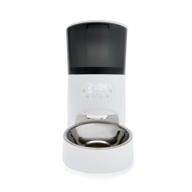 Automated 5L Pet Feeder, White and Grey - Anko