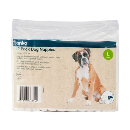 12 Pack Dog Nappies, Large - Anko