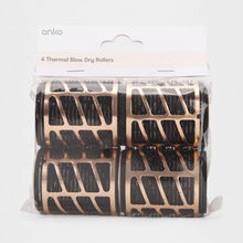 4 Pack Thermal Blow Dry Rollers - Large, Black and Gold Look