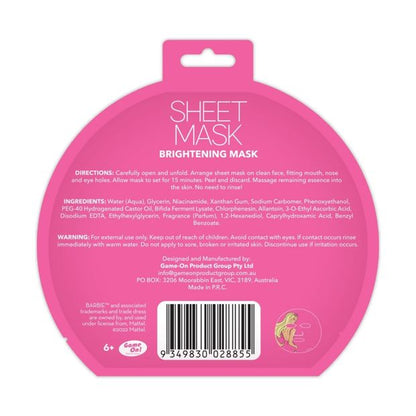 Barbie Brightening Sheet Mask - Sweet Peach Scent