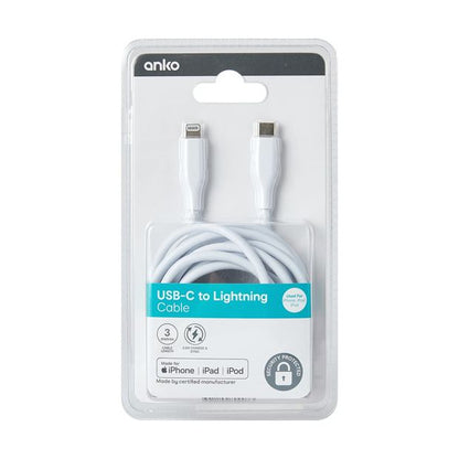 USBC Lightning Cable, 3m - Anko