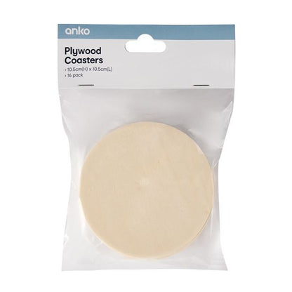 Plywood Coasters, 16 Pack - Anko