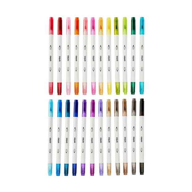 Dual Tip Brush Markers, 24 Pack - Anko