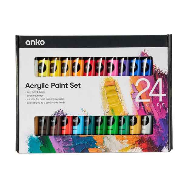 Acrylic Paint Set, 24 Pack - Anko