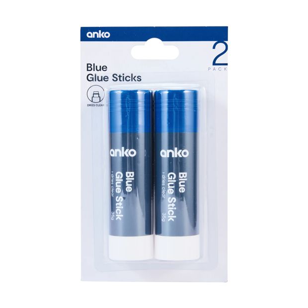 Blue Glue Sticks, 2 Pack - Anko
