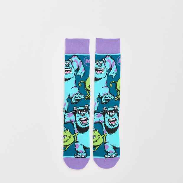 Monster Print Crew Socks - Cotton Blend