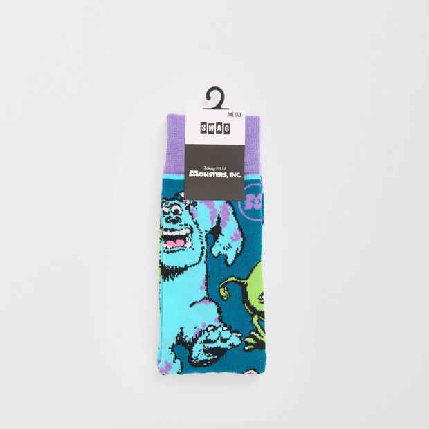 Monster Print Crew Socks - Cotton Blend