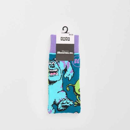 Monster Print Crew Socks - Cotton Blend