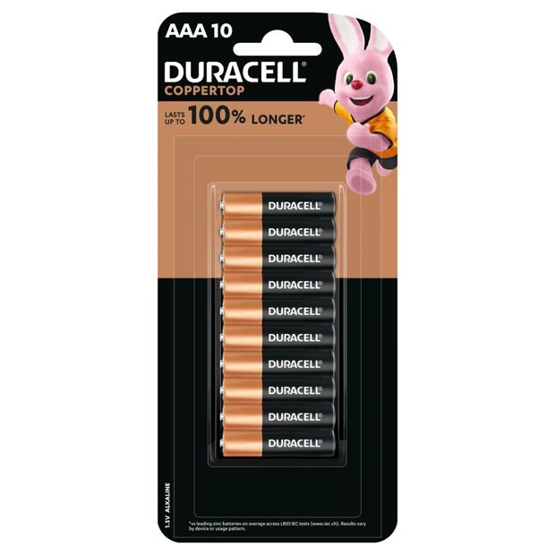 Duracell Coppertop AAA 1.5V Alkaline Batteries - 10 Pack