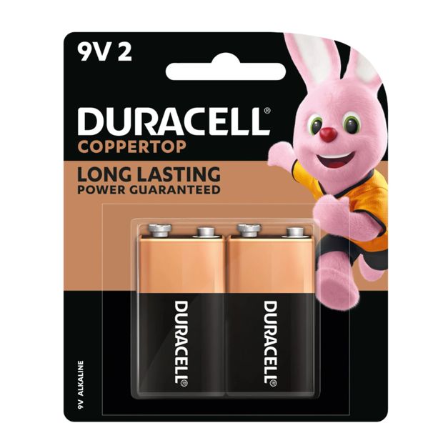 Duracell Coppertop 9V Alkaline Batteries - 2 Pack