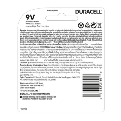 Duracell Coppertop 9V Alkaline Batteries - 2 Pack