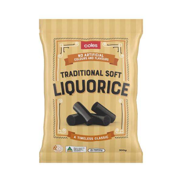 COLES SOFT LIQUORICE 300G
