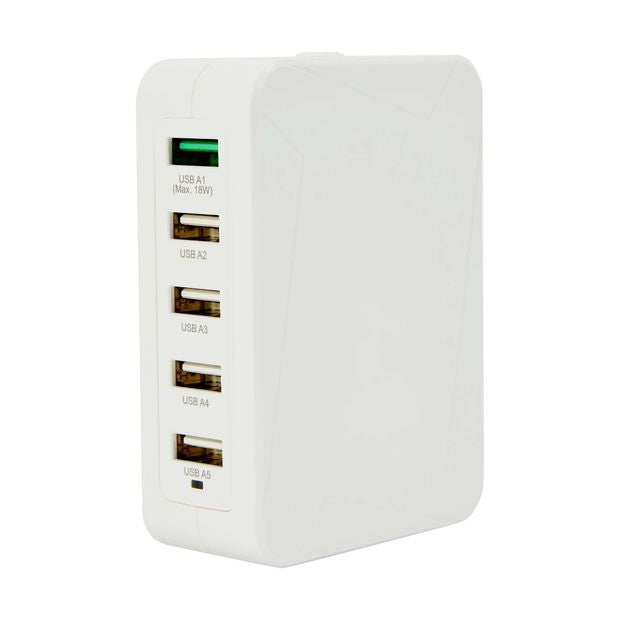 5 Port USB Charger with Travel Plug - Anko