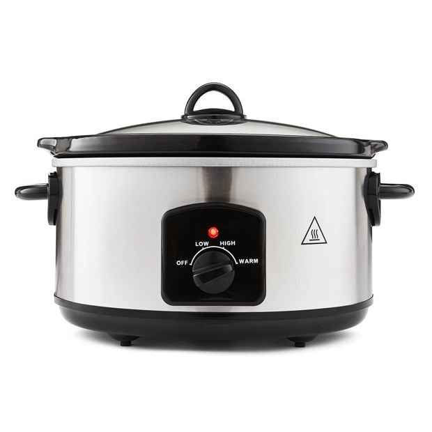 5L Slow Cooker - Stainless Steel Exterior, Ceramic Pot