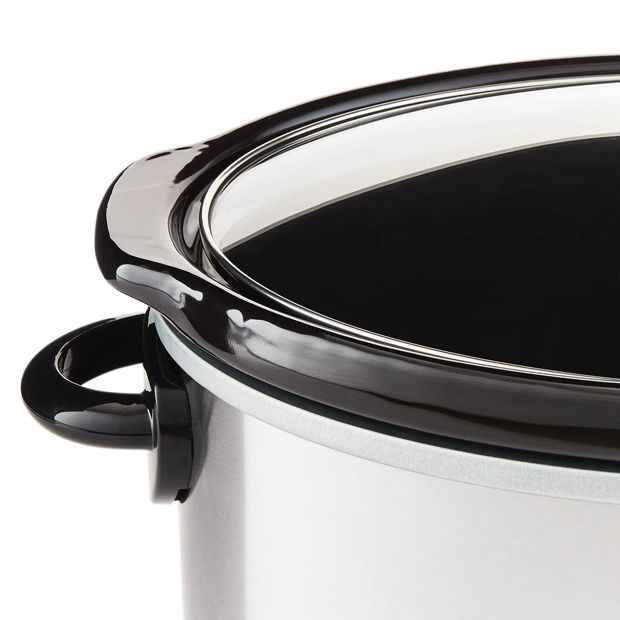 5L Slow Cooker - Stainless Steel Exterior, Ceramic Pot