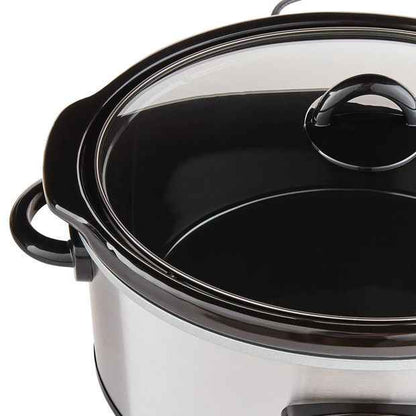 5L Slow Cooker - Stainless Steel Exterior, Ceramic Pot