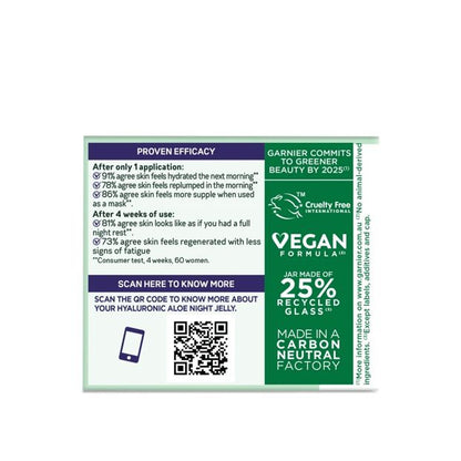 Garnier SkinActive Hydrating Night Jelly Moisturiser - Hyaluronic Acid, Aloe Vera & Argan Oil