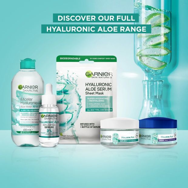 Garnier SkinActive Hydrating Night Jelly Moisturiser - Hyaluronic Acid, Aloe Vera & Argan Oil