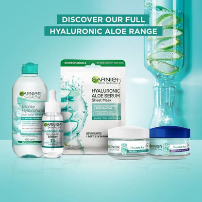 Garnier SkinActive Hydrating Night Jelly Moisturiser - Hyaluronic Acid, Aloe Vera & Argan Oil
