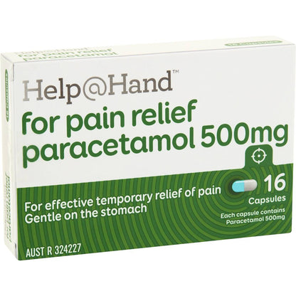 Help@Hand For Pain Relief Paracetamol 500mg Capsules 16 pack